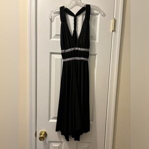 Size S Heart Moon Star black dress with silver trim